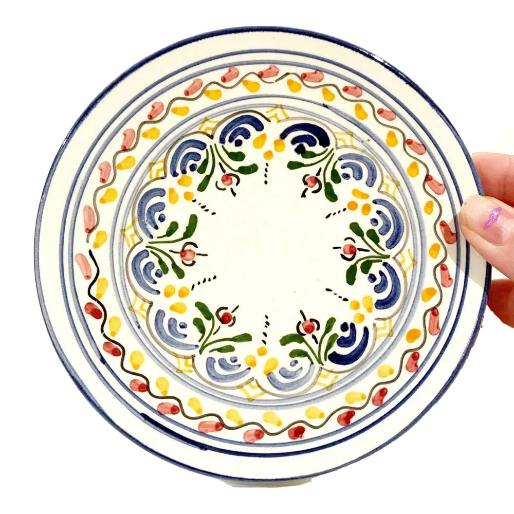 Vintage Padilla Ceramic Multicolour Hot Plate Made in Spain CPP Blue Red Yellow